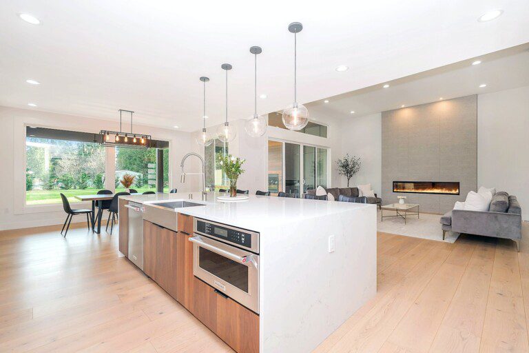 white and brown kitchen counter